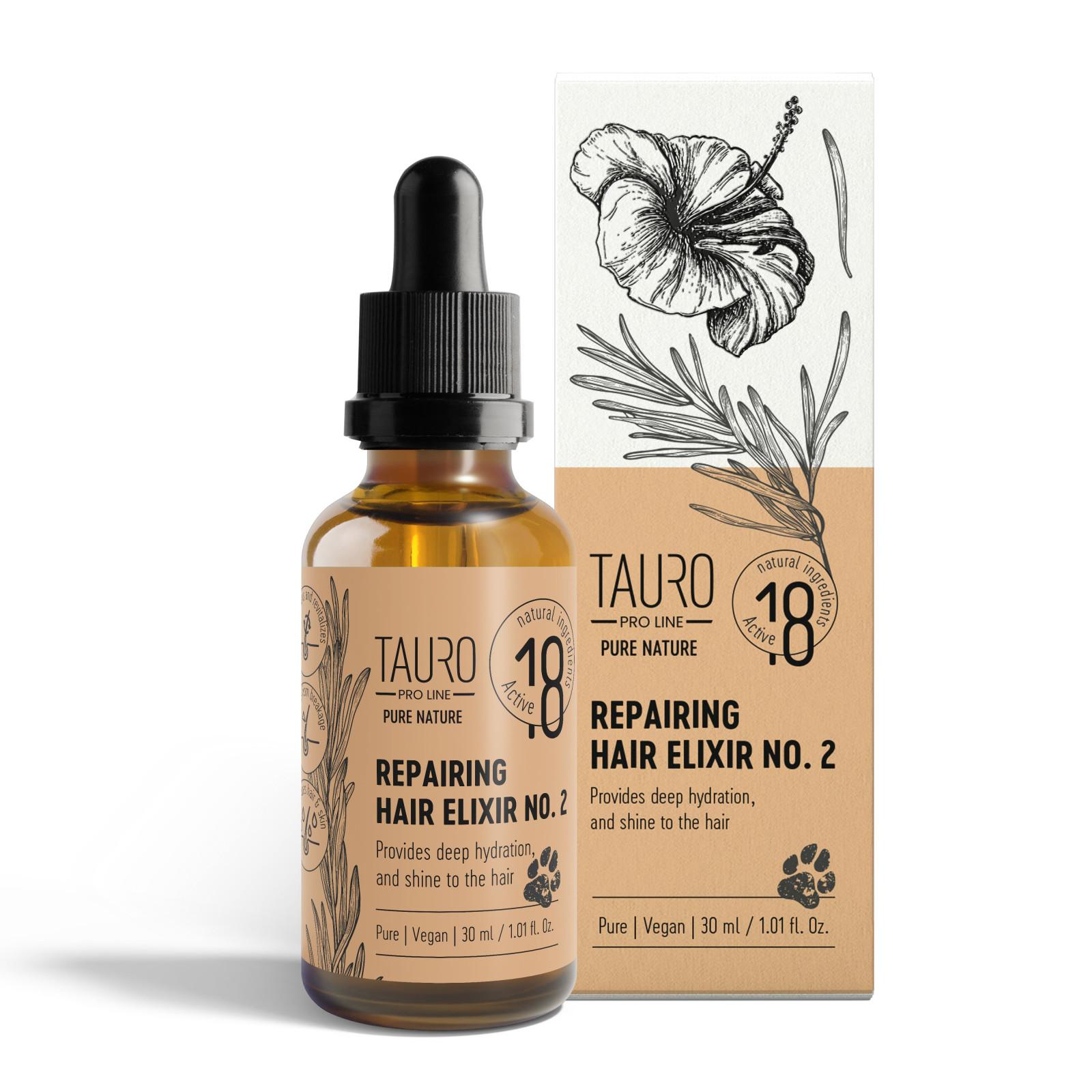 TAURO PRO LINE Pure Nature Repairing Elixir No. 2– OBNAVLJAJUĆI ELIXIR ZA SUHU I OŠTEĆENU DLAKU, 30 ML - Image 2