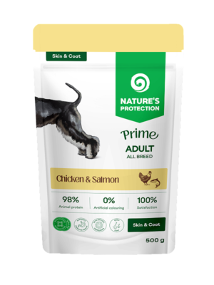 NATURE'S PROTECTION PRIME wet pet food with salmon and chicken for skin and coat of adult all breed dogs 500 g