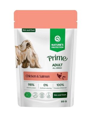 NATURE'S PROTECTION PRIME chicken and salmon for healthy skin and coat for adult dogs of all breeds 85 g