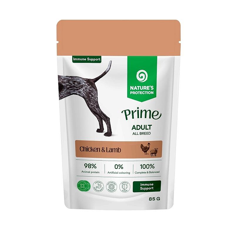 NATURE'S PROTECTION PRIME chicken and lamb for immunity support of adult dogs of all breeds 85 g