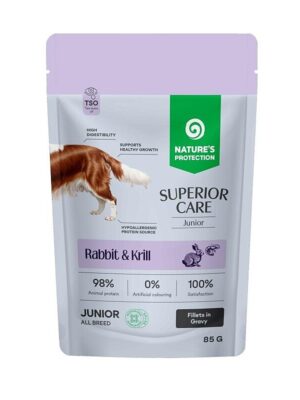 NATURE'S PROTECTION SUPERIOR CARE grain free wet pet food with rabbit and krill for junior dogs of all breeds 85 g