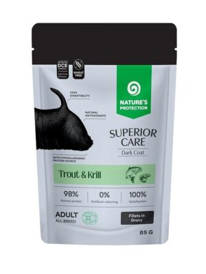 NATURE'S PROTECTION SUPERIOR CARE with trout and krill for adult all breed dogs with dark coat 85 g