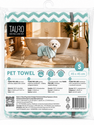 TAURO PRO LINE pet towel - bathrobe, stapled with a sticker, mint S, 45x45 cm