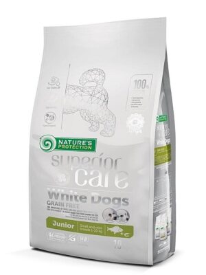 Nature's Protection Superior Care Grain Free Junior mini and small Dog White Fish 10kg-bijelom ribom za štence