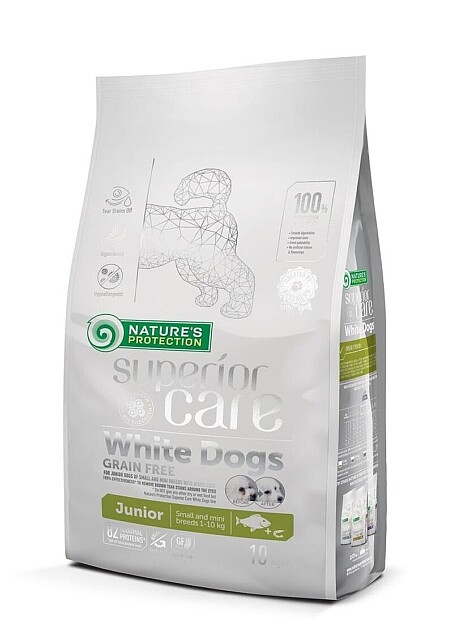Nature's Protection Superior Care Grain Free Junior mini and small Dog White Fish 10kg-bijelom ribom za štence