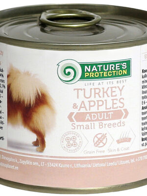 NATURE'S PROTECTION canned pet food for adult small breed dogs with turkey and apples 200 g